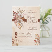 Taupe Autumn Modern Waterverf Terracotta Wedding Kaart (Staand voorkant)