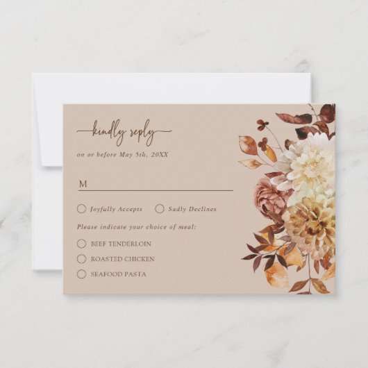 Taupe Autumn Rustic verlaat RSVP-kaart RSVP Kaartje (Voorkant)