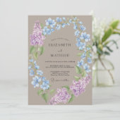 Taupe Azure Hortensia Eucalyptus Bruiloft Kaart (Staand voorkant)