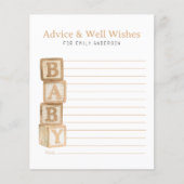 Taupe Baby Blocks Advice & Well Wishes Card (Voorkant)
