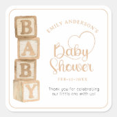Taupe Baby Blocks Baby Shower Favor Sticker (Voorkant)
