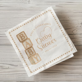 Taupe Baby Blocks Baby Shower Napkins Servet