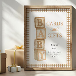 Taupe Baby Blocks Cards and Gifts Baby Shower Sign Poster