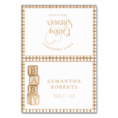 Taupe Baby Blocks Editable Tent Cards | Place Card Kaart (Voorkant)
