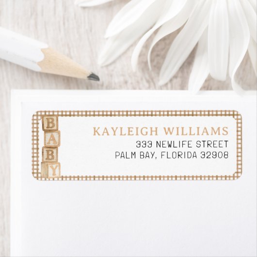 Taupe Baby Blocks Return Address Label (Insitu)