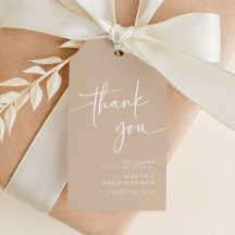 Taupe Baby shower Favor Tag Bedankt Modern Neutraa