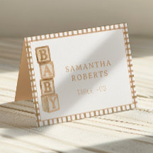 Taupe Babyblokken Bewerkbare Tent Kaarten | Plaats