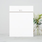 Taupe Bar Monogram Briefhoofd met Enveloppen (Staand voorkant)