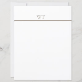 Taupe Bar Monogram Briefhoofd met Enveloppen