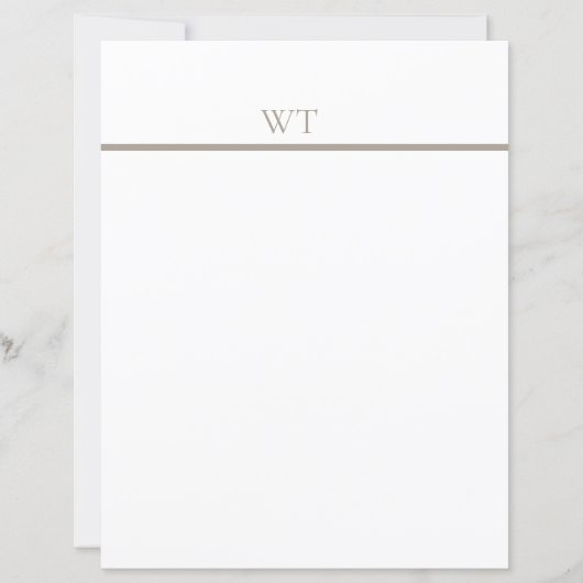 Taupe Bar Monogram Briefhoofd met Enveloppen (Voorkant)