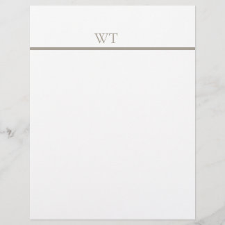 Taupe Bar Monogram Personalized Briefpapier Briefhoofd