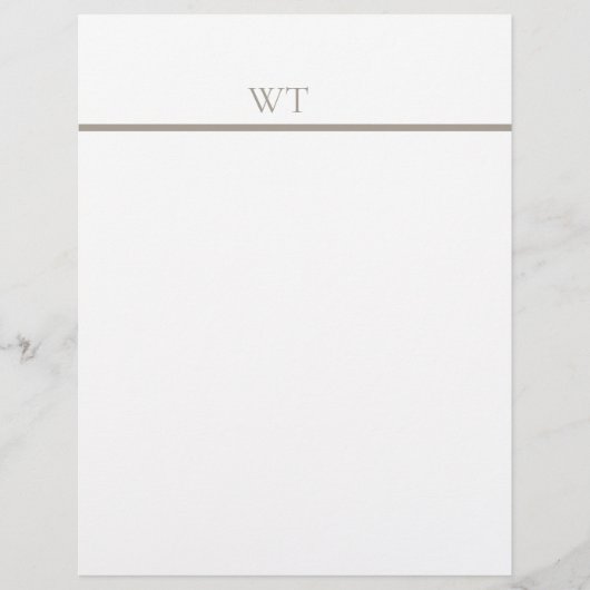 Taupe Bar Monogram Personalized Briefpapier Briefhoofd (Voorkant)