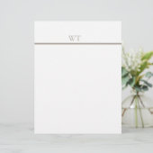 Taupe Bar Monogram Personalized Briefpapier Briefhoofd (Staand voorkant)