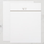 Taupe Bar Monogram Personalized Briefpapier Briefhoofd (Voorkant / Achterkant)