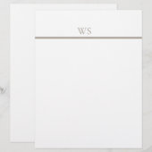 Taupe Bar Monogram Personalized Briefpapier Briefhoofd (Voorkant / Achterkant)