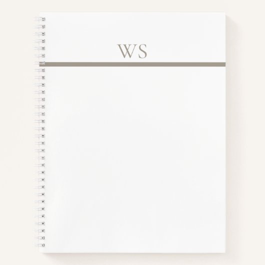Taupe Bar Monogram Personalized Notitieboek (Voorkant)
