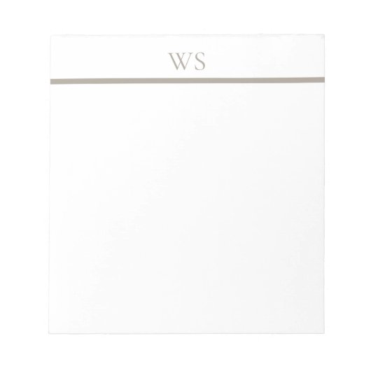 Taupe Bar Monogram Persoonlijk Notitieblok (Voorkant)