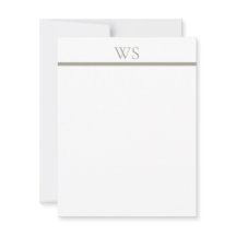 Taupe Bar Monogram Persoonlijke Vlakke Notitiekaar