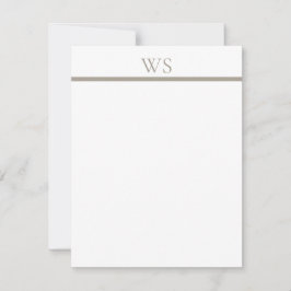 Taupe Bar Monogram Persoonlijke Vlakke Notitiekaar Notitiekaartje