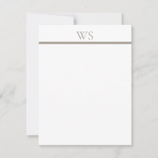 Taupe Bar Monogram Persoonlijke Vlakke Notitiekaar Notitiekaartje