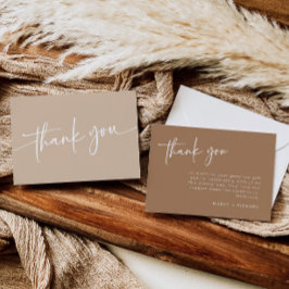 Taupe bedankkaart modern minimalistisch boho
