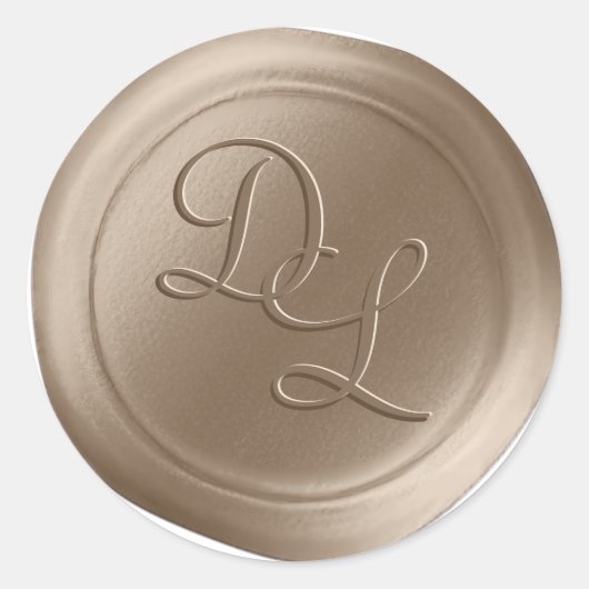 Taupe Beige 2 Letter Monogram Wax Seal Stickers (Voorkant)