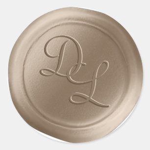Taupe Beige 2 Letter Monogram Wax Seal Stickers