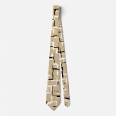 Taupe Beige Black White - Abstract patroon Stropdas (Voorkant)