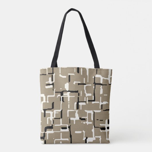 Taupe Beige Black White Tote Bag (Achterkant)