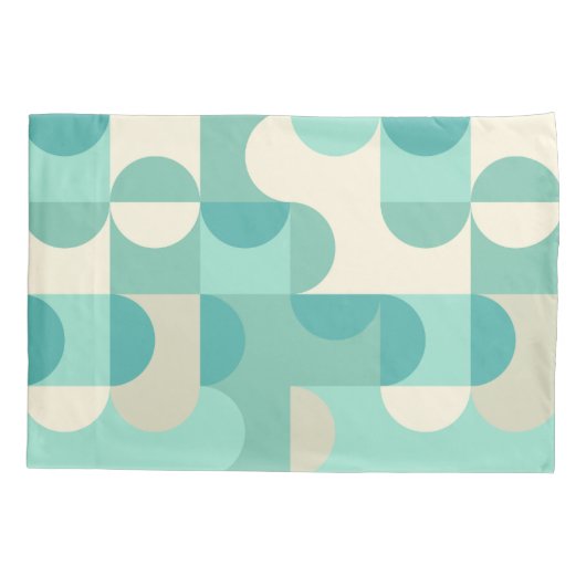 Taupe Beige Blauwgroen Blauw Mint Groen cirkelenpa Kussensloop (Achterkant-Links)