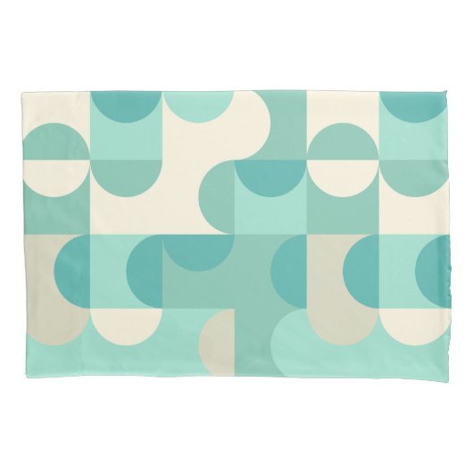 Taupe Beige Blauwgroen Blauw Mint Groen cirkelenpa Kussensloop (Voorkant-Links)