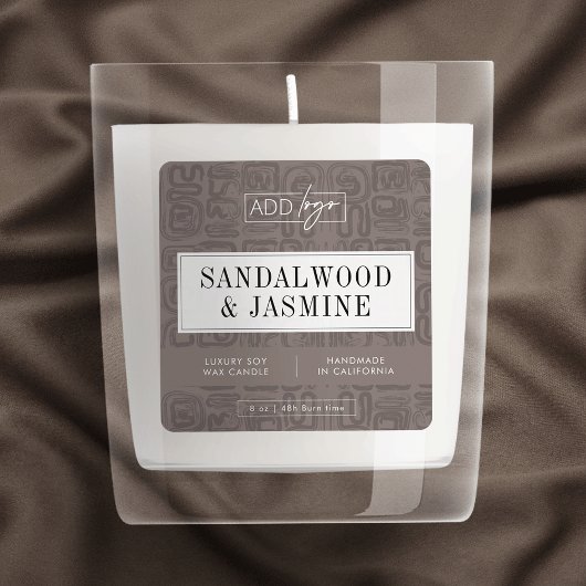 Taupe Beige Boho Wax Melts Candle Jar Product Vierkante Sticker