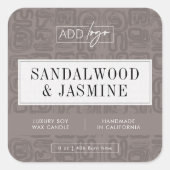 Taupe Beige Boho Wax Melts Candle Jar Product Vierkante Sticker (Voorkant)