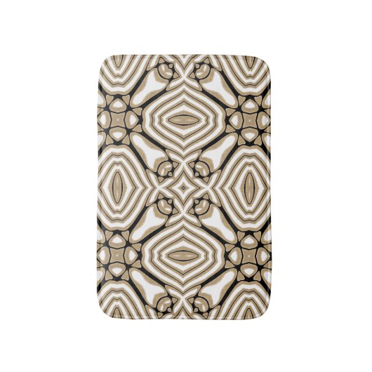 Taupe Beige Brown Black White Orient Art Pattern Badmat (Voorkant Verticaal)