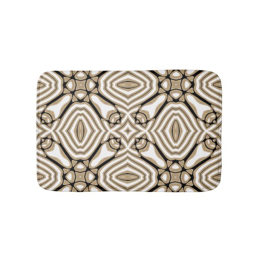 Taupe Beige Brown Black White Orient Art Pattern Badmat (Voorkant)