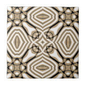 Taupe Beige Brown Black White Orient Art Pattern Tegeltje (Voorkant)