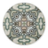 Taupe Beige Brown Green Hip Art Motif Keramische Knop (Voorkant)