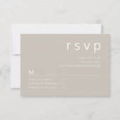 Taupe Beige Brown Minimalist Typography Wedding RSVP Kaartje (Voorkant)