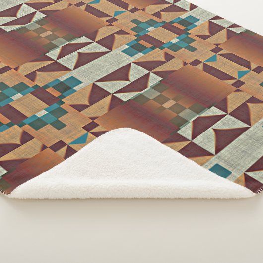 Taupe Beige Bruin Blauwgroen Blauw Groen Tribal Ar Sherpa Deken (3/4)