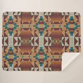 Taupe Beige Bruin Blauwgroen Blauw Groen Tribal Ar Sherpa Deken (Voorkant (horizontaal))