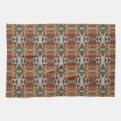 Taupe Beige Bruin Blauwgroen Blauw Groen Tribal Ar Theedoek (Horizontaal)