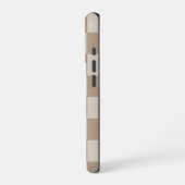 Taupe Beige Checkers Script Naam iPhone Hoesje (Linkerkant)