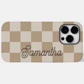 Taupe Beige Checkers Script Name Case-Mate iPhone Case (Achterkant (horizontaal))