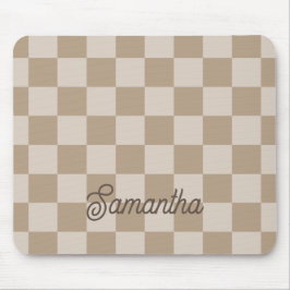 Taupe Beige Checkers Script Name Muismat