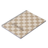 Taupe Beige Checkers Script Name Notitieboek (Linkerzijde)