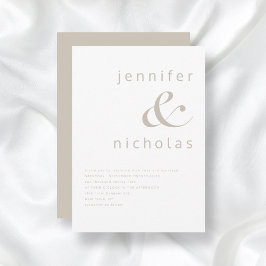 Taupe Beige Elegant Modern Typography Wedding Kaart