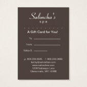 Taupe beige Leaf Salon Spa Cadeau Kaart Certificaa (Achterkant)