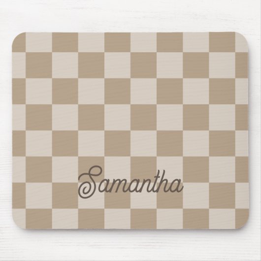Taupe Beige Ruiterscriptnaam Muismat (Voorkant)