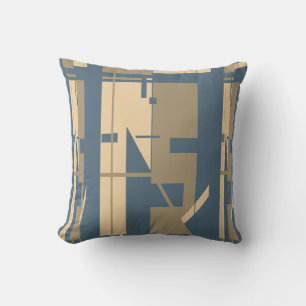 Taupe Beige Slate Blue Southwest Art Look Mozaïek Kussen