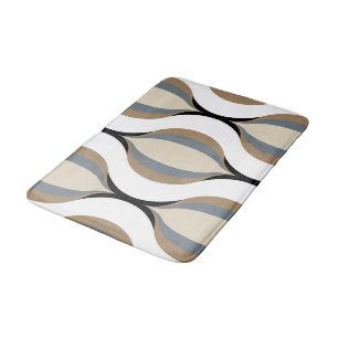Taupe Beige Tan Grijs Wit Zwart Ogee Waves Badmat
